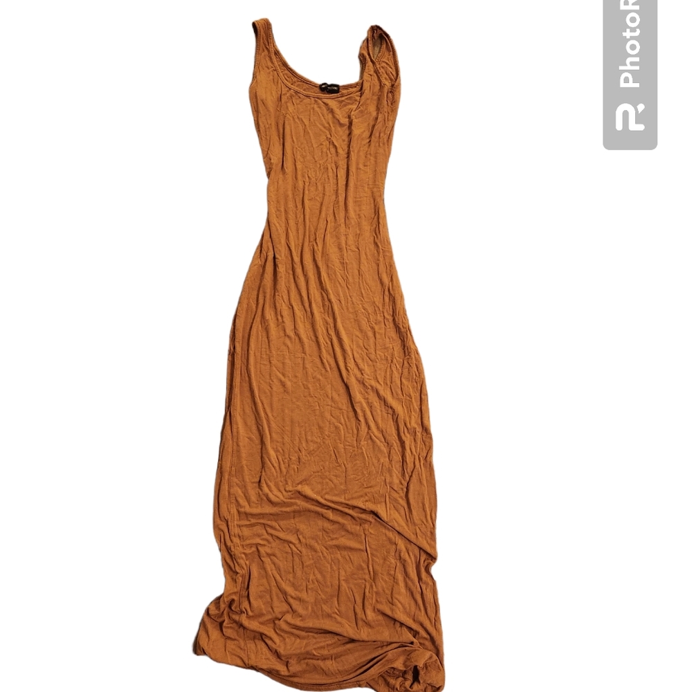 Prettylittlething brown maxi bodycon sundress